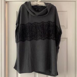 Gray sweater poncho.